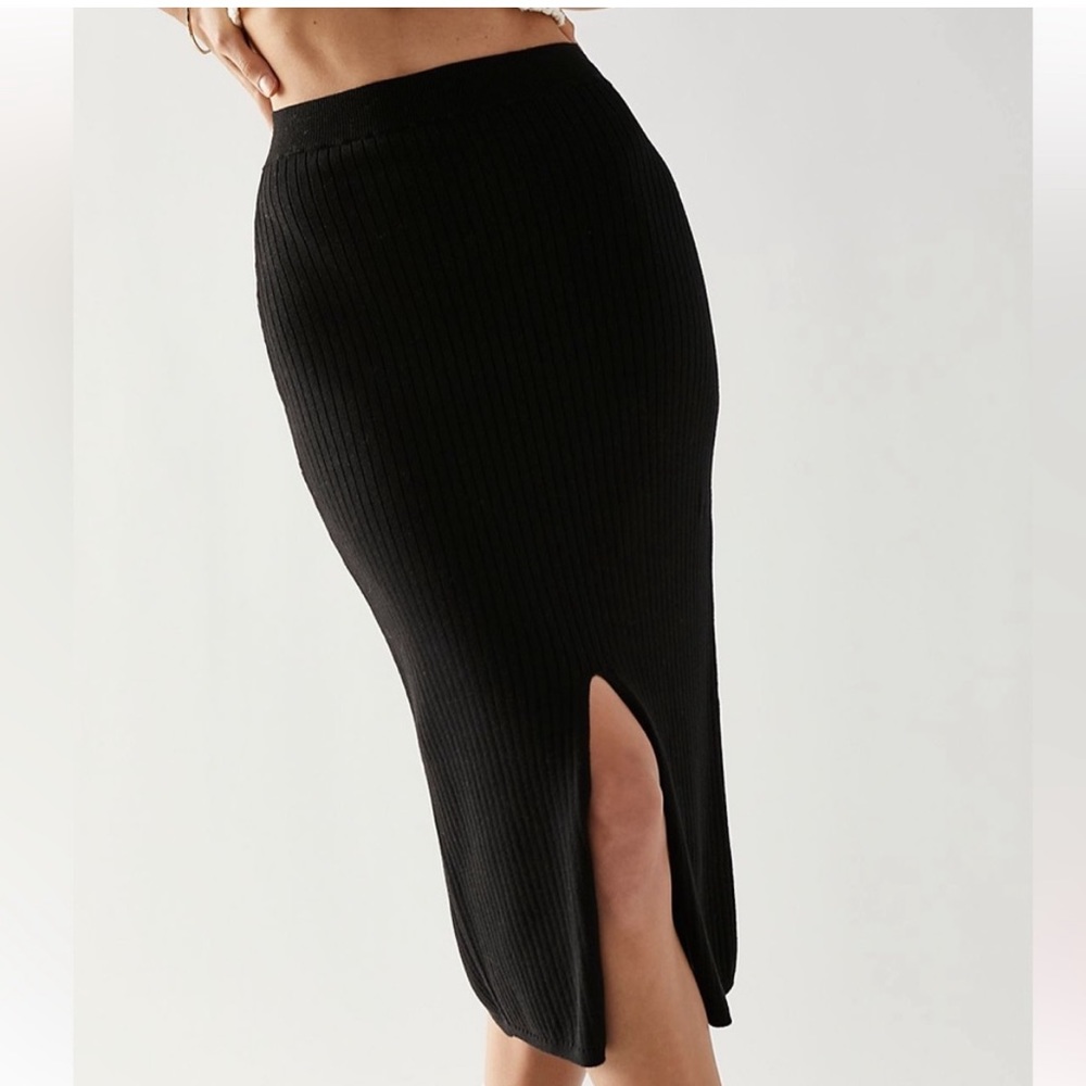 Free People Skyline Black Midi Skirt Size Medium